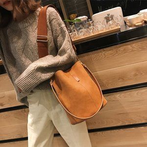 Brand design luxury ladies bucket PU shoulder bag
